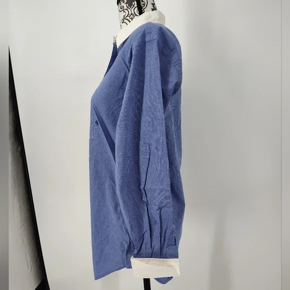 Lauren Ralph Lauren Blue and White Button Down Shirt Women's Size 4 - Picture 7 of 11